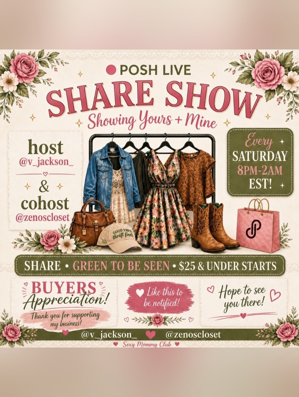 Posh Live Share Show Flyer Every Saturday 8pm EST!!!